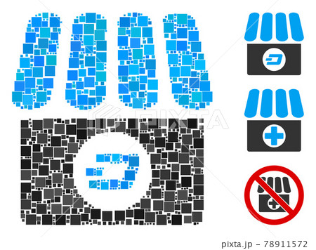 Square Dash Shop Icon Vector Collage 78911572