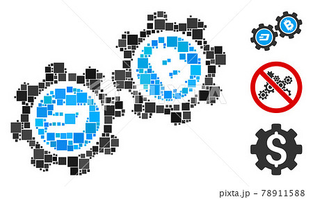 Square Dash Bitcoin Gears Icon Vector Mosaic Square Dash Bitcoin Gears Icon Vector Mosaic 78911588