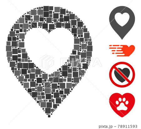 Square Love Heart Marker Icon Vector Collage 78911593