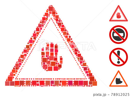 Square Stop Hand Triangle Icon Vector Collage 78912025