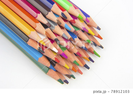 Colored pencils for drawing on a white background. Education and creativity. Leisure and art 78912103