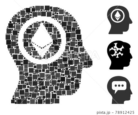 Square Ethereum Mind Head Icon Vector Mosaic 78912425