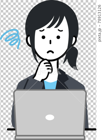 PC troubled pose business suit woman 78913126