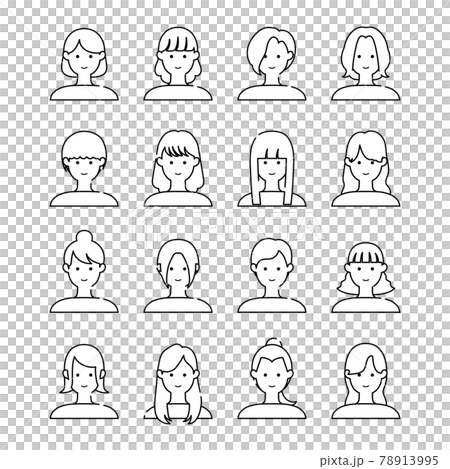 女性插圖圖標集(僅限行) 女性插圖圖標集(僅限行) 78913995