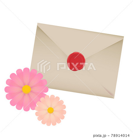 花と手紙のイラストのイラスト素材