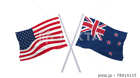 アメリカとニュージーランドの国旗のイラスト素材
