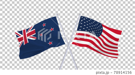 アメリカとニュージーランドの国旗のイラスト素材
