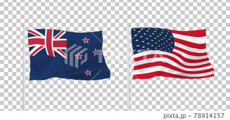 アメリカとニュージーランドの国旗のイラスト素材