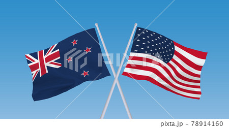 アメリカとニュージーランドの国旗のイラスト素材
