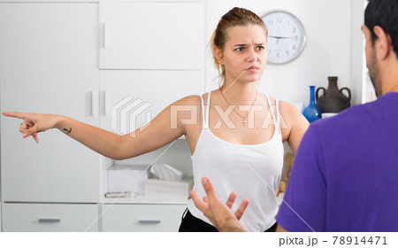 Girl quarrelling with boyfriend Girl quarrelling with boyfriend 78914471