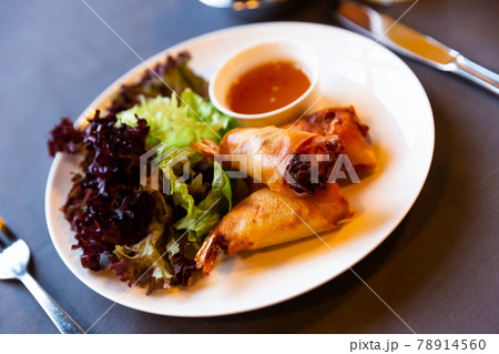 Thai spring rolls with shrimp Thai spring rolls with shrimp 78914560