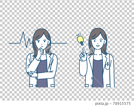 Doctor, female doctor, pharmacist, counselor, woman in white coat, intuition, idea, inspirational pose, illustration material 78915575