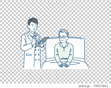 Elderly men and doctors who are hospitalized Senior elderly patients Description Illustration material 78915601