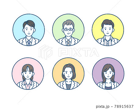 医者 顔 アイコン 女医 研究員 科学者 白衣を着た男女 イラスト素材 医者 顔 アイコン 女医 研究員 科学者 白衣を着た男女 イラスト素材 78915637