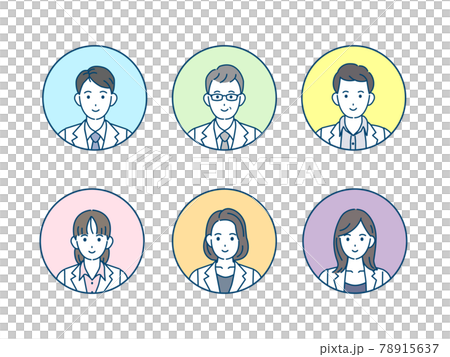 医者 顔 アイコン 女医 研究員 科学者 白衣を着た男女 イラスト素材 医者 顔 アイコン 女医 研究員 科学者 白衣を着た男女 イラスト素材 78915637