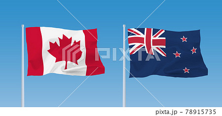 カナダとニュージーランドの国旗のイラスト素材