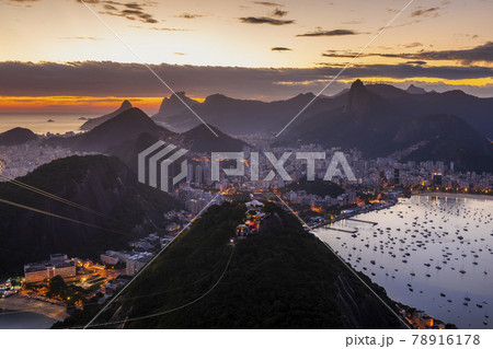Beautiful panorama of Rio de Janeiro at twilight, Brazil. Sugarloaf Mountain 78916178