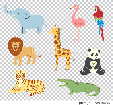 動物園の動物シンプルイラストセットのイラスト素材