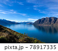 Beautiful landscape of mountain, lake and blue sky in Wanaka, south island, New Zealand. 78917335