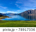 Beautiful landscape of mountain, lake and blue sky in Wanaka, south island, New Zealand. 78917336
