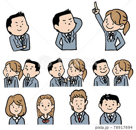 高校生のバストアップ色々のイラスト素材