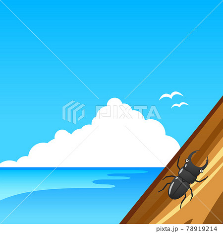 海とクワガタのイラストイメージ 78919214