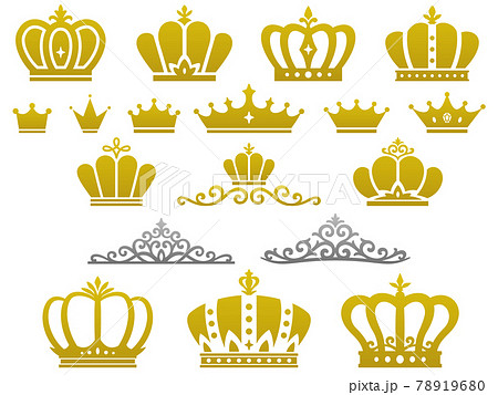 金の王冠アイコンセットのイラスト素材
