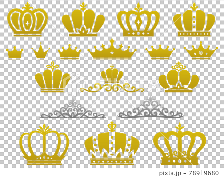 Gold Crown Icon Set Stock Illustration