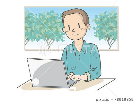 ワーケーションイメージ・テレワークで仕事をする男性 ワーケーションイメージ・テレワークで仕事をする男性 78919859