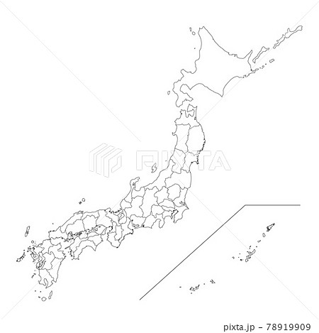 日本地図 白地図のイラスト素材