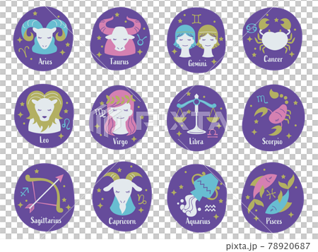フラットデザインのおしゃれな12星座セット 78920687