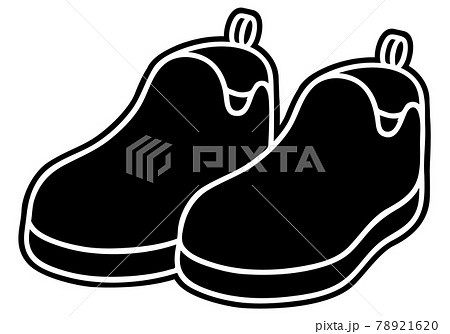 カジュアルシューズの白黒イラストのイラスト素材 7216