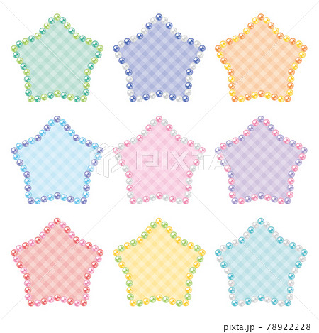 パール フレーム 星 かわいい セットのイラスト素材