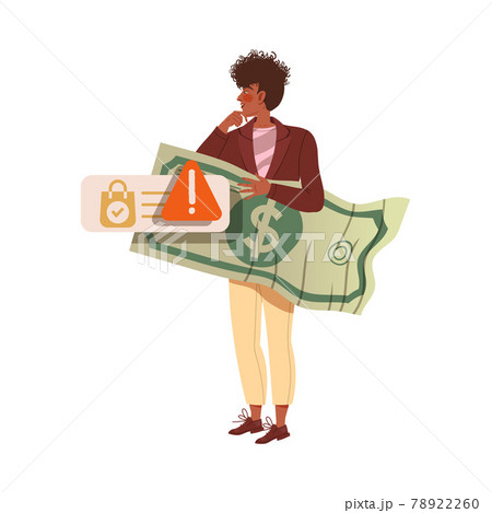 Man with Dollar Banknote as Victim of Cybercriminal Committing Network Crime Harming Financial Health Vector Illustration Man with Dollar Banknote as Victim of Cybercriminal Committing Network Crime Harming Financial Health Vector Illustration 78922260