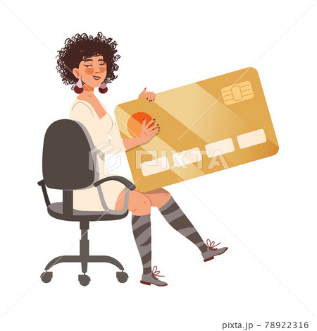 Young Woman Sitting with Credit Card as Victim of Cybercriminal Committing Network Crime Harming Financial Health Vector Illustration Young Woman Sitting with Credit Card as Victim of Cybercriminal Committing Network Crime Harming Financial Health Vector Illustration 78922316
