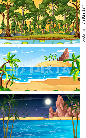 Set of different types of forest horizontal scenes 78923187