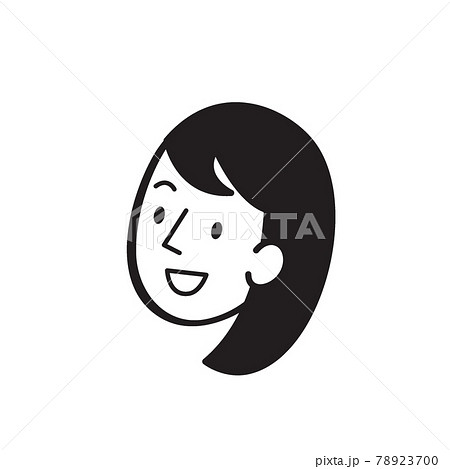 女性イラスト　表情　モノクロ 78923700