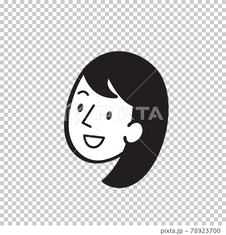 女性イラスト　表情　モノクロ 78923700