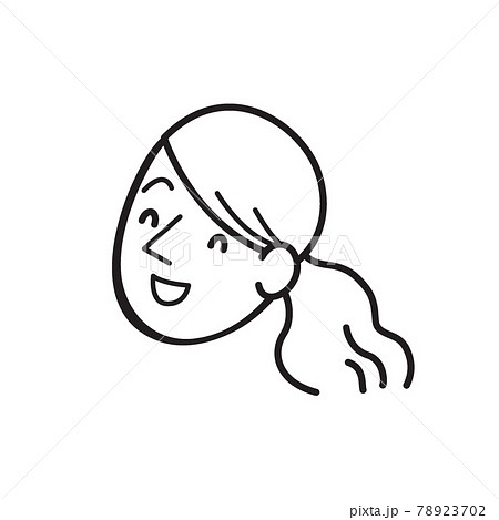 女性イラスト　表情　モノクロ 78923702