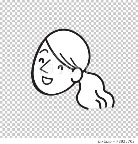 女性イラスト　表情　モノクロ 78923702
