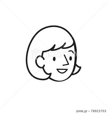 女性イラスト　表情　モノクロ 78923703