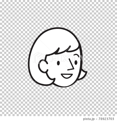 女性イラスト　表情　モノクロ 78923703