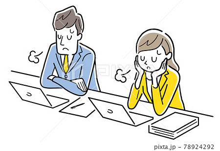ベクターイラスト素材：仕事のやる気が出ない男性と女性 78924292