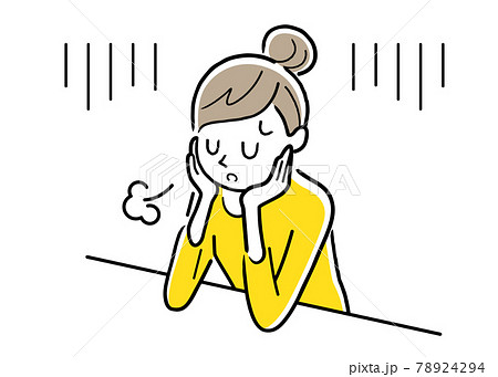 ベクターイラスト素材：ため息をつき落ち込む女性 78924294