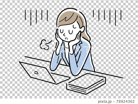 ベクターイラスト素材:仕事のやる気が出ない女性 ベクターイラスト素材:仕事のやる気が出ない女性 78924302