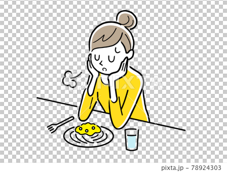 ベクターイラスト素材:食欲がない女性 ベクターイラスト素材:食欲がない女性 78924303