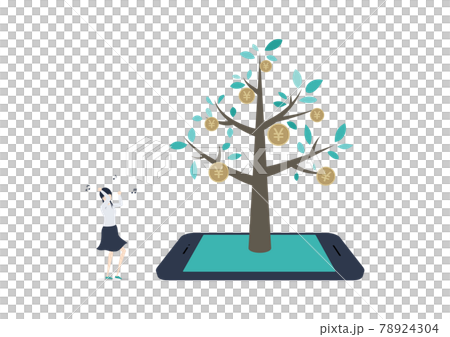 Illustration material of smartphone side business / profit story 78924304