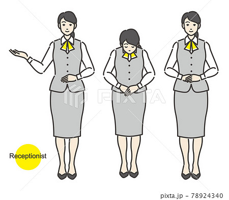 受付 事務の女性のイラストカット 全身 ベクター のイラスト素材