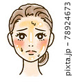 テカリに悩む女性の顔イラスト 78924673