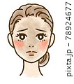 くすみに悩む女性の顔イラスト 78924677